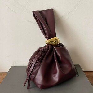 Vegan leather (Coffee grounds recycled material) burgundy gold buckle bag